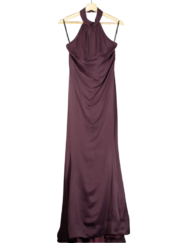 Karen Millen Purple Woven Maxi Dress With Neck Strap UK 6