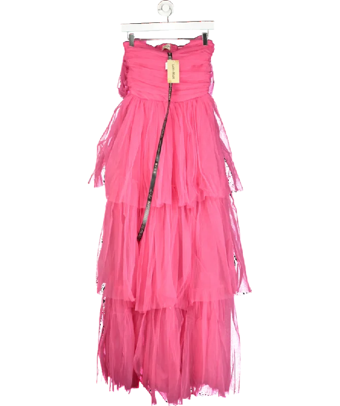 Lace & Beads Sydney Pale Mauve Tulle Maxi Dress In Dark Pink UK 6