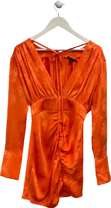 Noughts & Kisses Orange Long Sleeve Mini Dress UK XS