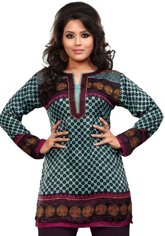 Elegant Blue Ladies Short Kurti – Trendy Indian Ethnic Wear