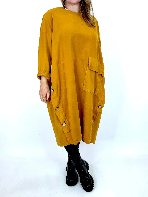 Made in Italy Lagenlook Matsu Button Cord Tunic in Mustard . code 91805