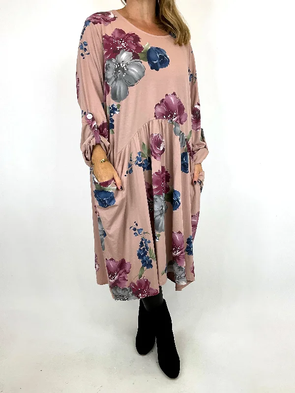 Made in Italy Lagenlook Millie Floral Tunic in Winter Pink. 9302