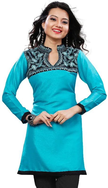 Stunning Turquoise Indian Kurti – Elegant Short Kurti for Women