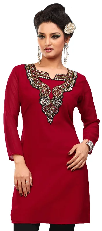 Stylish Red Indian Kurti – Buy Indian Kurtis Online