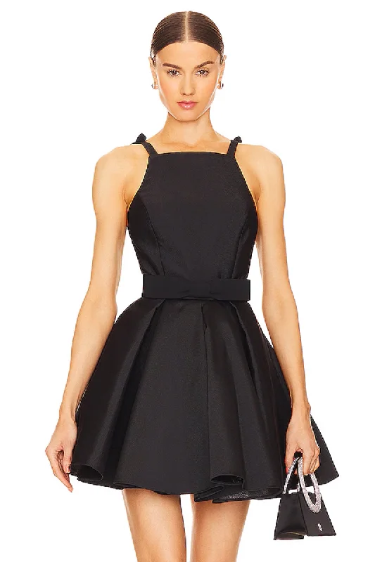 Kayce Tie-Shoulder Black Mini Dress